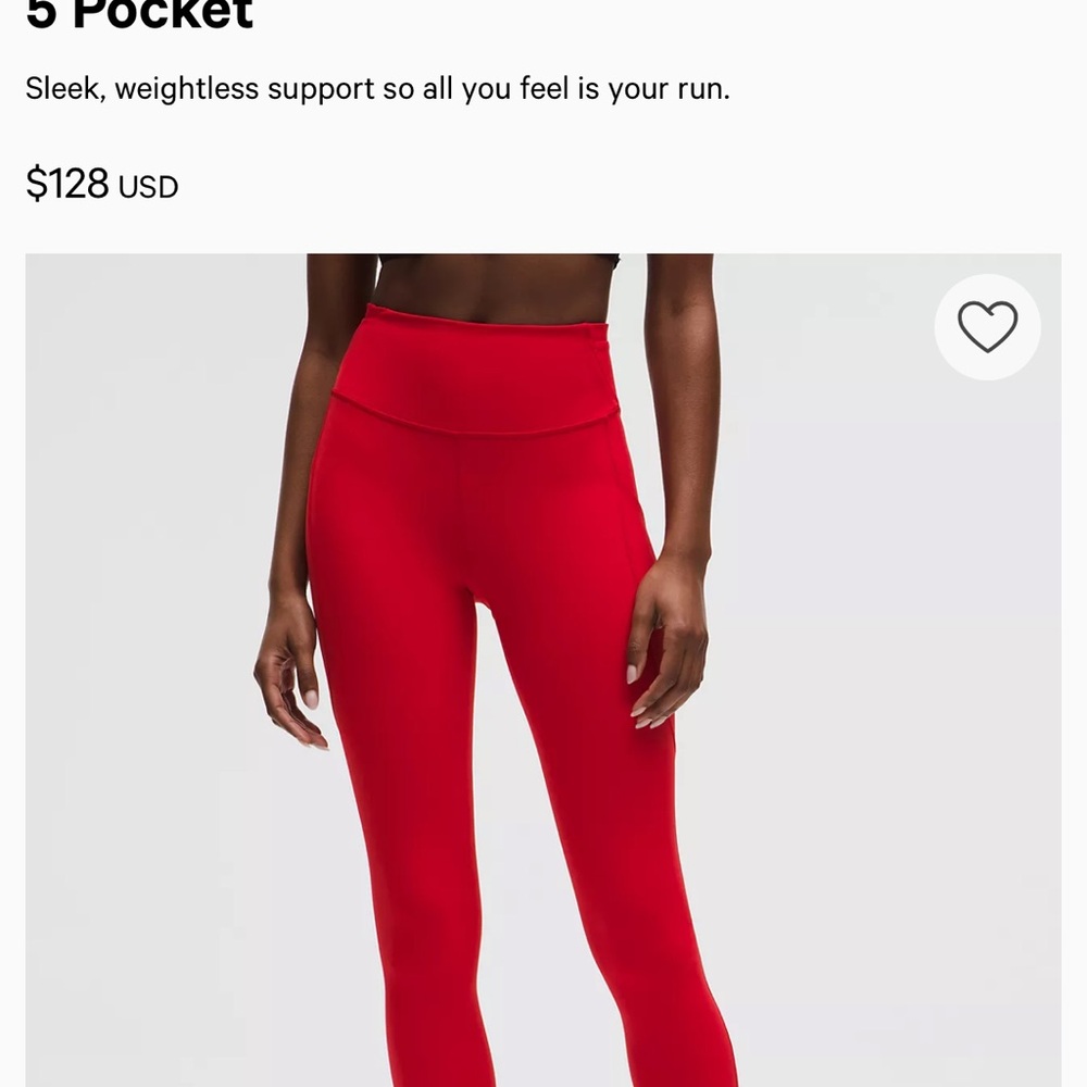 Lululemon fast and free HR tight 25” *pockets red size 6 BRAND NEW W/TAGS